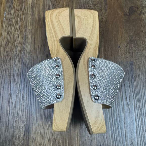 Jessica Simpson Rexile Size 6 Silver Shimmer Studded Platform Sandals - Picture 10 of 14